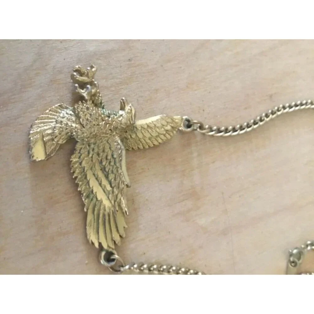 Retro Flying Eagle Pendant Curb Chain Necklace Western Boho